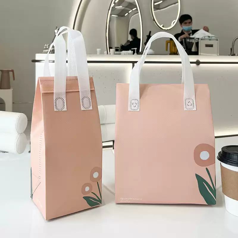 100 TÚI GIỮ NHIỆT MÀU HỒNG IN HÌNH HOA (Giá của 100 túi)