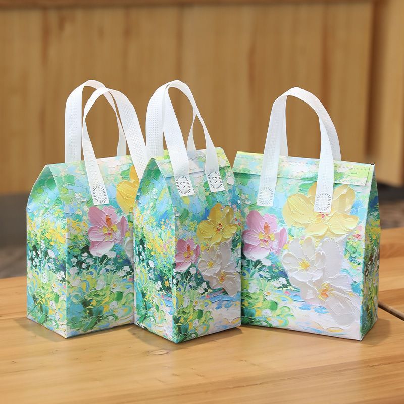 100 TÚI GIỮ NHIỆT TRƠN - IN HÌNH HOA CỎ XANH LAM (Giá của 100 túi)