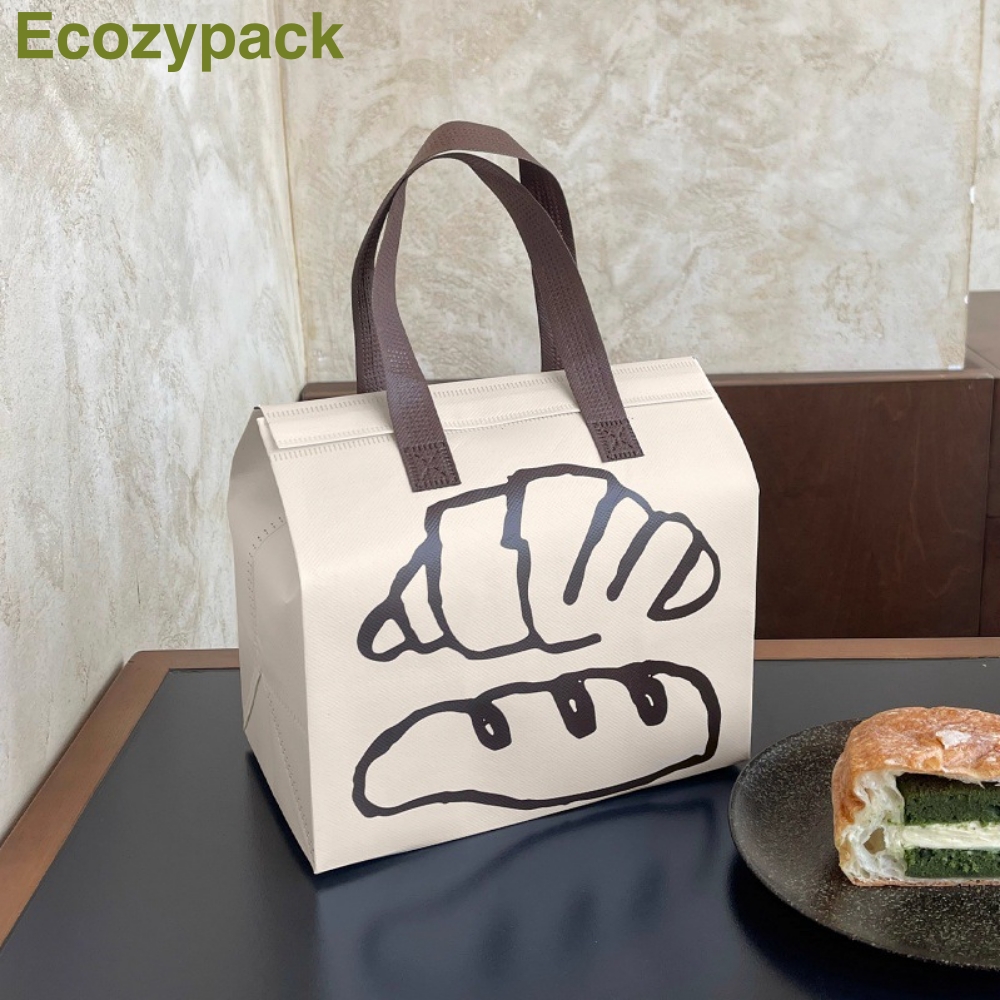 100 TÚI GIỮ NHIỆT MÀU TRẮNG - IN HÌNH BÁNH MỲ  (Giá của 100 túi)