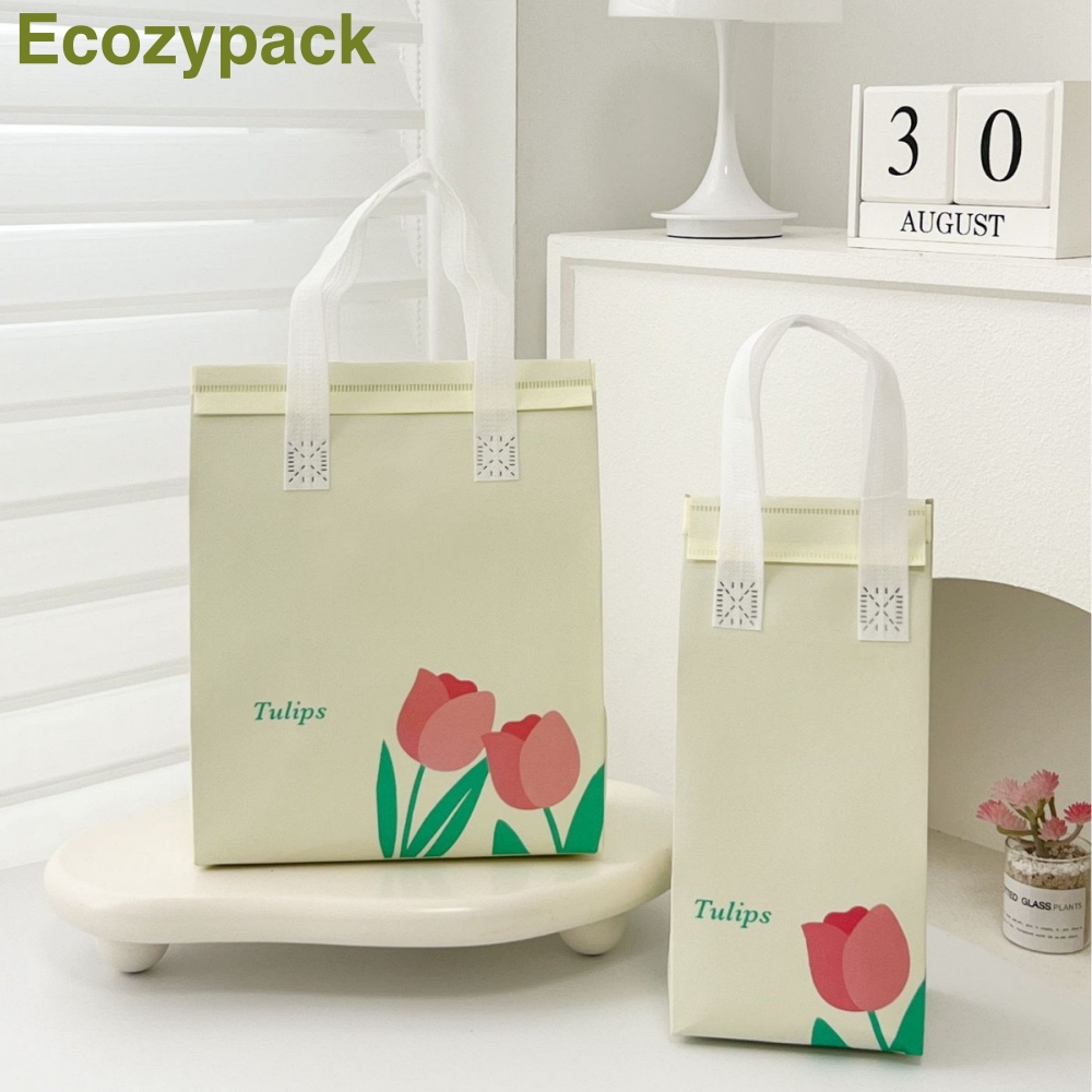 100 TÚI GIỮ NHIỆT MÀU VÀNG BƠ HOA TULIP - (Giá của 100 túi)
