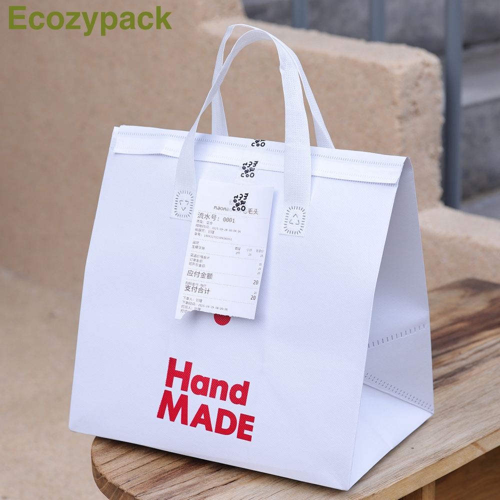 100 TÚI GIỮ NHIỆT MÀU TRẮNG - IN CHỮ HANDMADE (Giá của 100 túi)