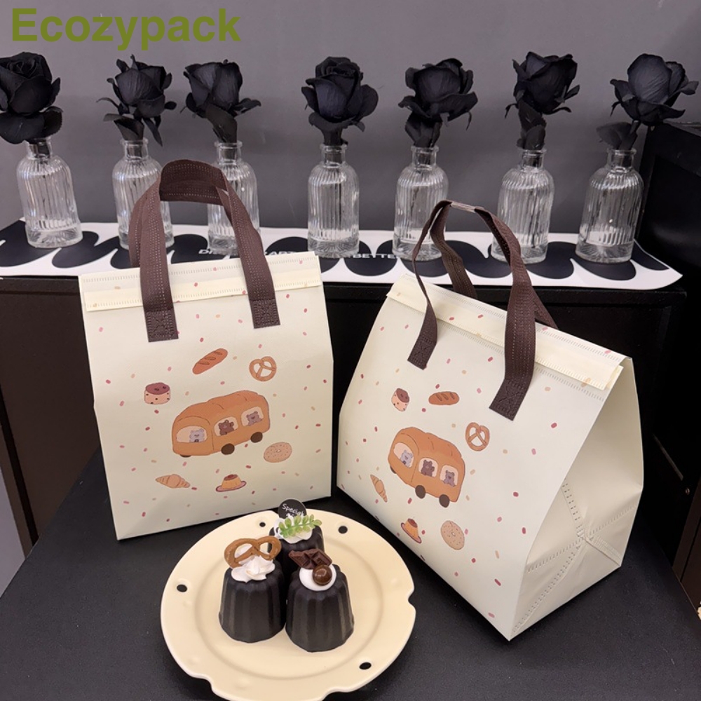 100 TÚI GIỮ NHIỆT MÀU BƠ - IN HÌNH XE Ô TÔ (Giá của 100 túi)