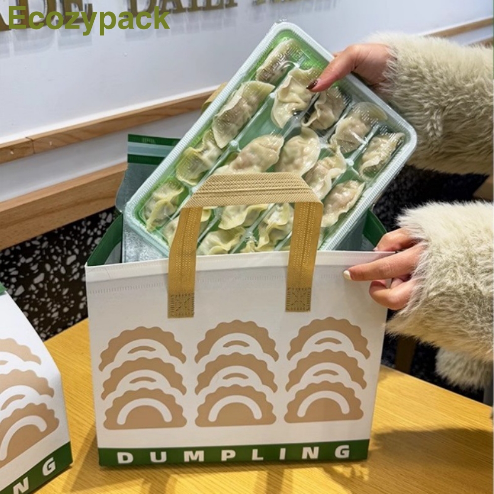 100 TÚI GIỮ NHIỆT MÀU XANH - IN HÌNH BÁNH DUMPLING BÁNH HÁ CẢO SỦI CẢO (Giá của 100 túi)