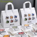 100 TÚI GIỮ NHIỆT MÀU TRẮNG - IN HÌNH ĐỒ ĂN (Giá của 100 túi)