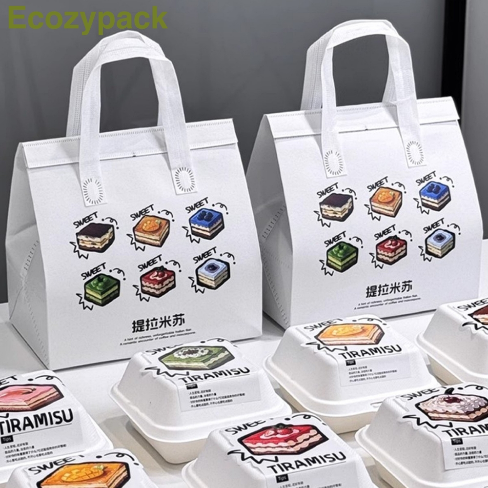 100 TÚI GIỮ NHIỆT MÀU TRẮNG - IN HÌNH ĐỒ ĂN (Giá của 100 túi)