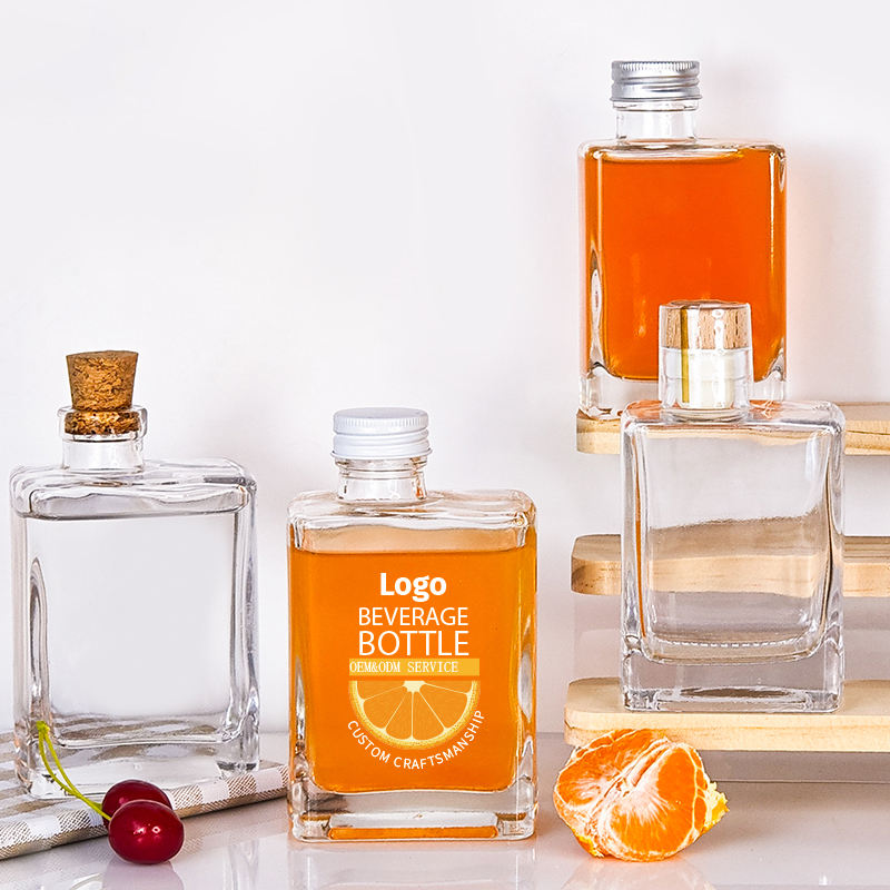 20 Chai thủy tinh vuông 200ml – 280ml đựng trà sữa, nước ép kèm nắp bần/cork cao cấp