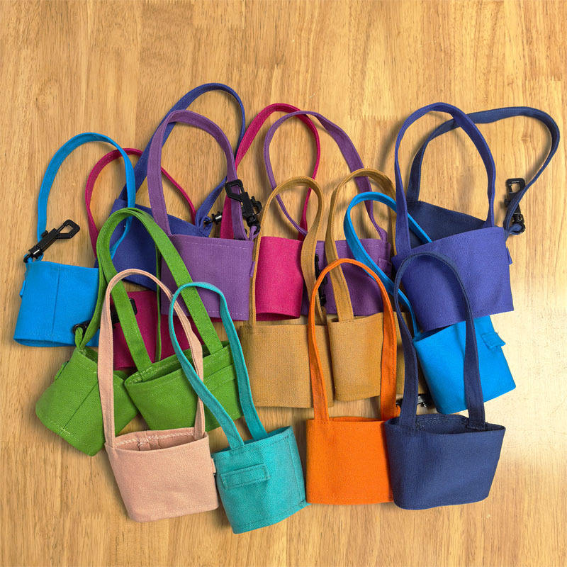 30 Ống bọc cốc trà sữa và cà phê có thể gấp gọn, túi xách tay bằng cotton nhiều màu sắc