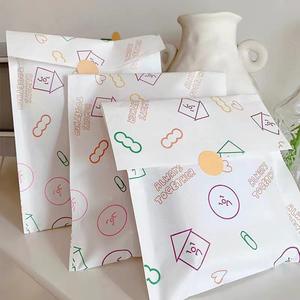 500 Túi Giấy Trắng In Hình Ngôi Nhà Hoạt Hình Hàn Quốc – Túi Tự Dán Đơn Giản, Đựng Quà Tặng, Bánh Kẹo, Đồ Ăn Vặt