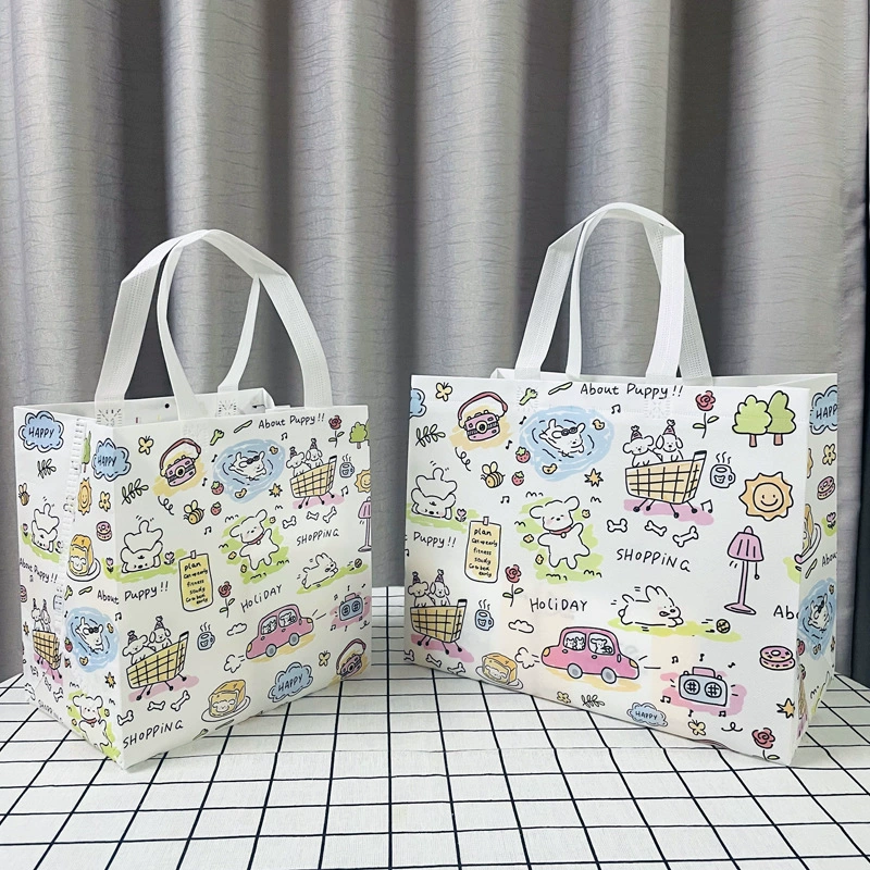 50 Túi Vải Không Dệt Mini In Hình Chú Cún Doodle Dễ Thương - Túi Tote Quà Tặng Đa Năng Cho Bé Và Bạn Gái