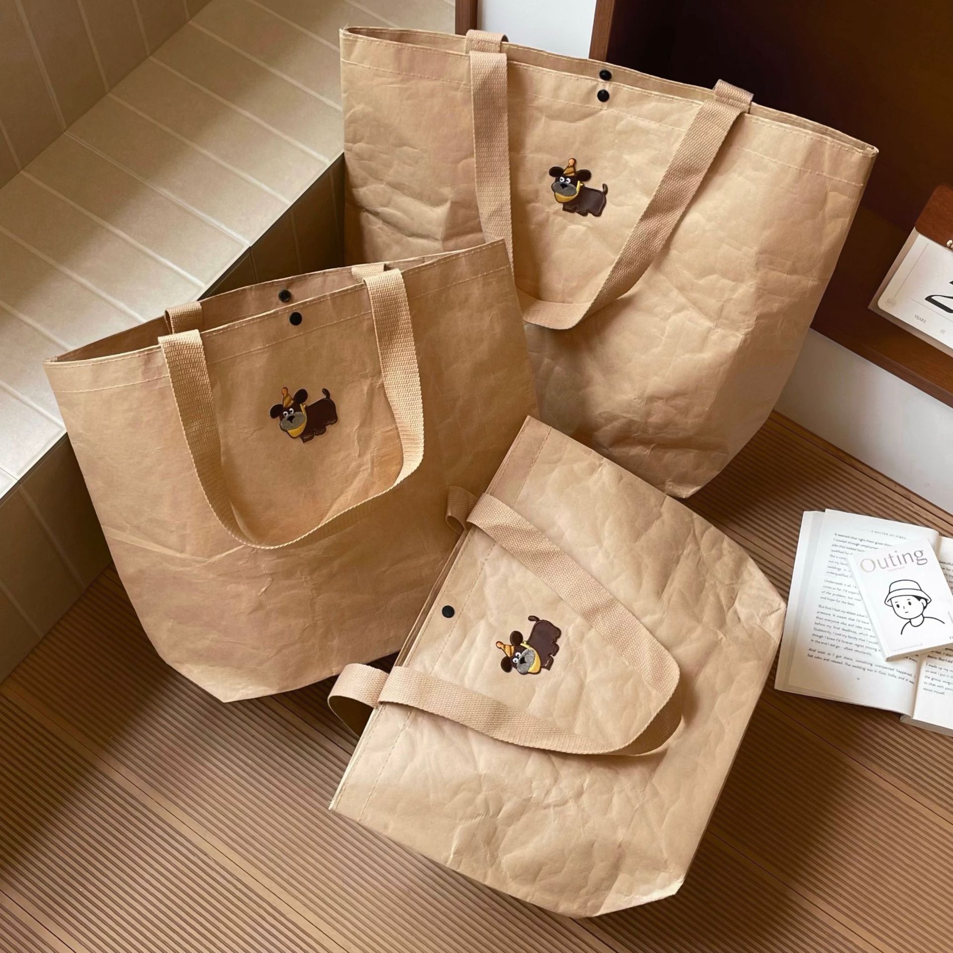 10 Túi Xách Giấy Kraft Vintage Siêu Bền - Túi Tote Thời Trang Tối Giản Style Hàn Quốc.