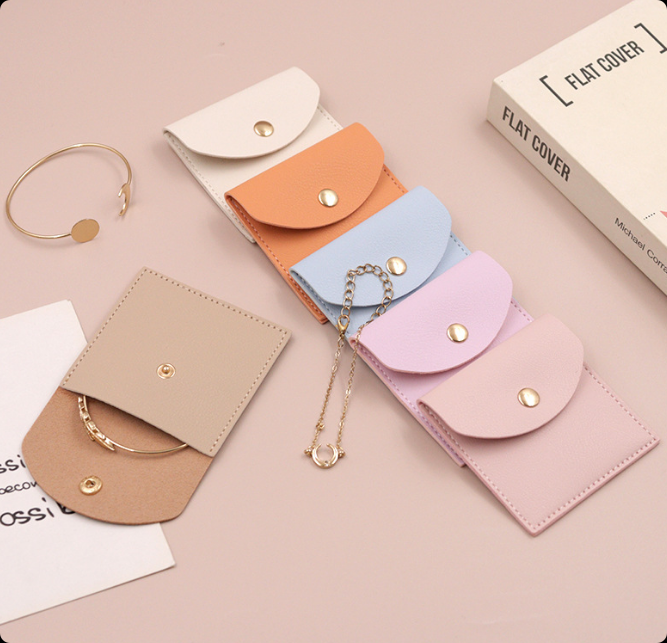 10 Túi đựng trang sức mini 1 lớp – Ví da PU đựng dây chuyền, vòng tay, bông tai tiện lợi