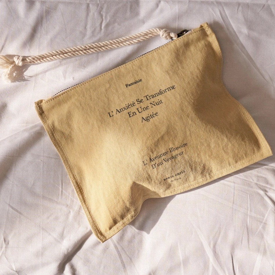 10 Túi Canvas Cầm Tay Mini Phong Cách Retro - Túi Cóc Đựng Đồ Cá Nhân Họa Tiết Chữ Tiếng Pháp Vintage