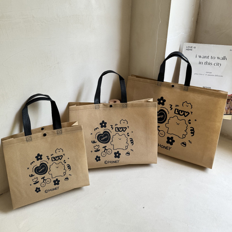 50 Túi Tote Vải Không Dệt Cao Cấp In Hình Hoạt Hình - Túi Đựng Quà, Đi Chợ Tiện Lợi Nhiều Kích Thước.