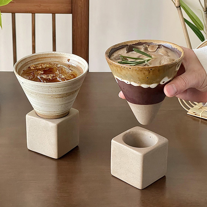 5 Ly Gốm Phễu Pha Cà Phê Kiểu Nhật – Cốc Đất Nung Handmade Cao Cấp Decor Sáng Tạo