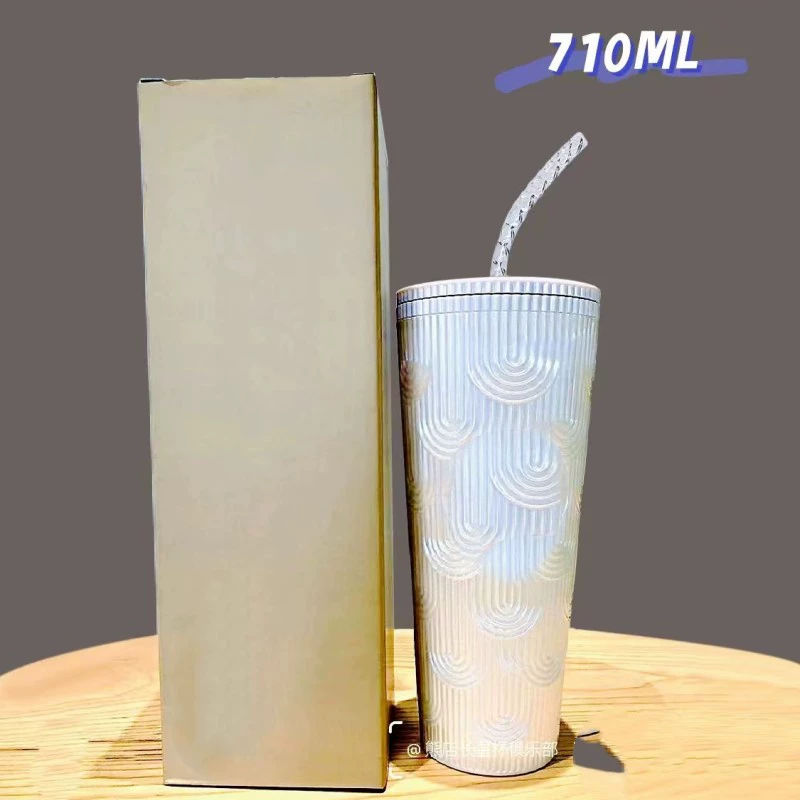Cốc nhựa ống hút hai lớp 710ml – Phiên bản "Sầu riêng", màu xà cừ óng ánh – Thiết kế hình xương rồng độc đáo, tiện lợi mang theo – Phong cách nổi bật, giống mẫu sao