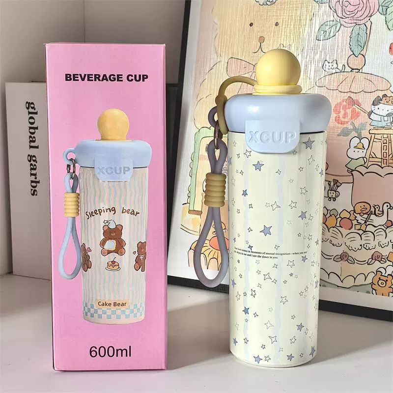 Cốc giữ nhiệt cà phê Kitty – Dung tích lớn, có ống hút, tiện lợi mang theo – Dành cho học sinh nam/nữ, thể thao, sử dụng trên xe hơi