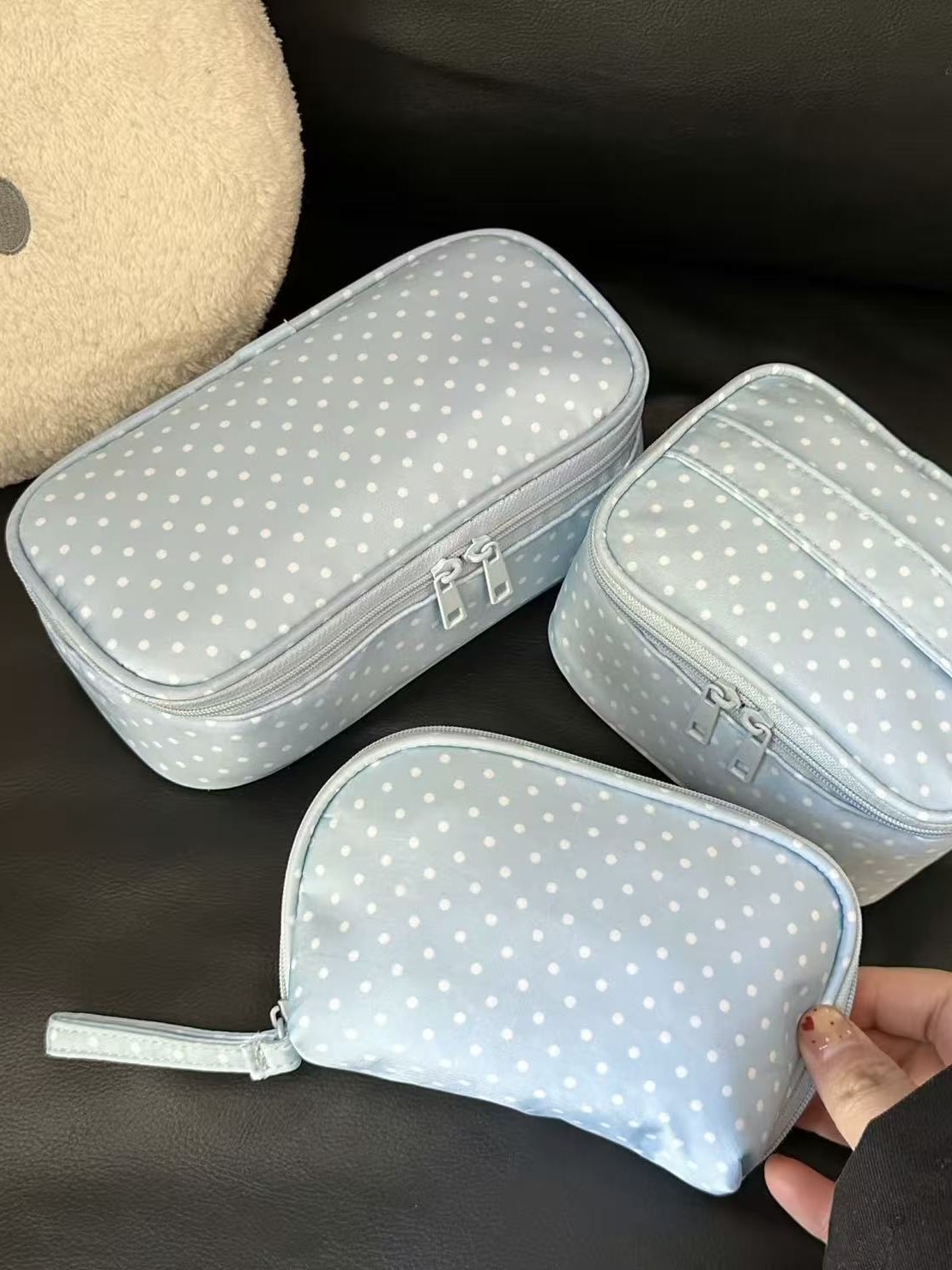 Túi đựng mỹ phẩm chấm bi mới – Mini, ngăn chia tiện lợi – Dành cho nữ, đựng son môi & mỹ phẩm, dễ dàng mang theo du lịch