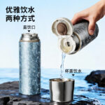 Cốc giữ nhiệt Titan nguyên chất – Hai lớp chân không, tách trà & nước – Thiết kế cao cấp, quà tặng doanh nghiệp sang trọng